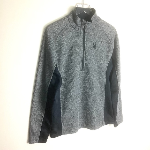 Spyder Men's Half Zip Up Jacket Heathered Black M - Picture 7 of 12